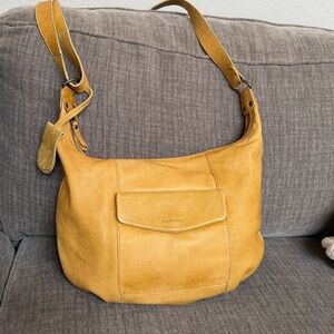 Burkely - Beige Leather Hobo Shoulder Bag
